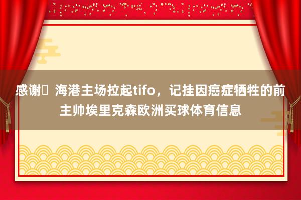 感谢❤海港主场拉起tifo，记挂因癌症牺牲的前主帅埃里克森欧洲买球体育信息