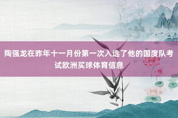 陶强龙在昨年十一月份第一次入选了他的国度队考试欧洲买球体育信息